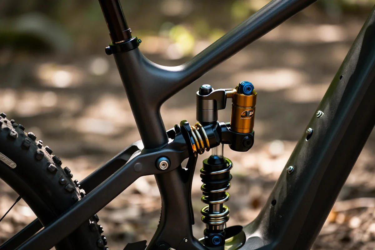 Zaawansowany system zawieszenia roweru górskiego z elementami AI.