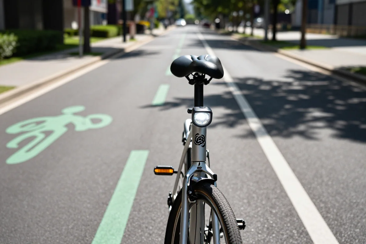 Rower miejski na ścieżce rowerowej w mieście, promujący kulturę rowerową.