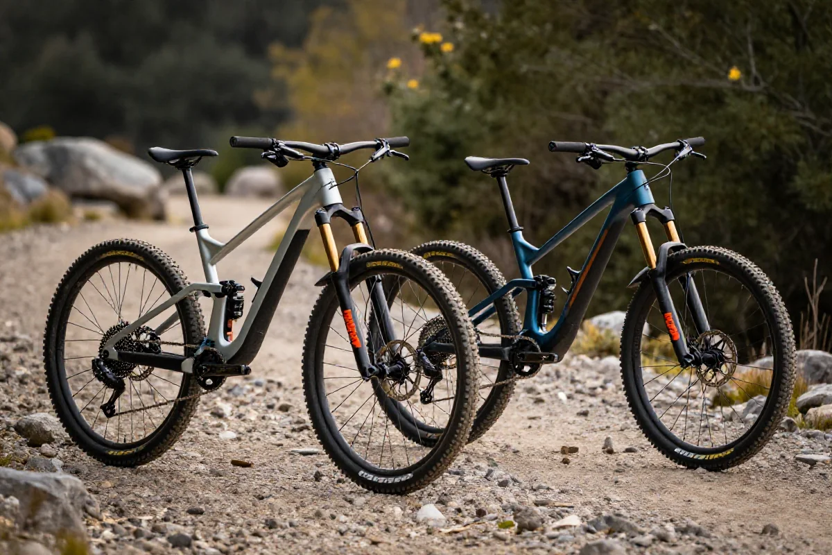 Różnice w geometrii rowerów All-Mountain i Enduro na górskim szlaku