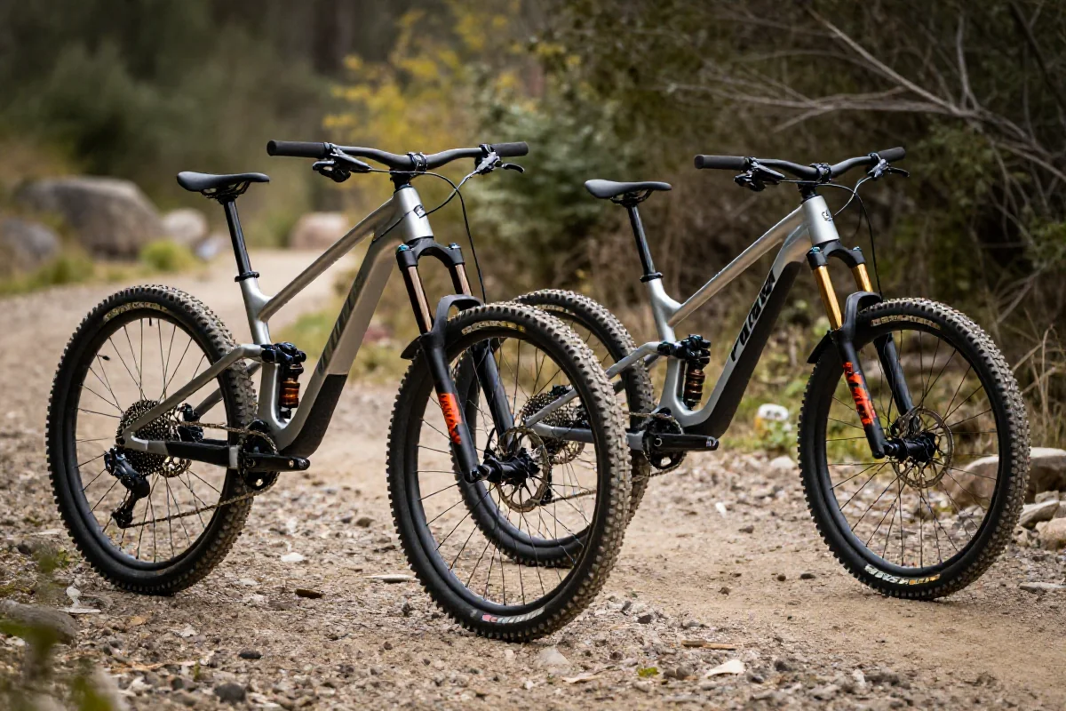 Porównanie rowerów górskich All-Mountain i Enduro na szlaku.