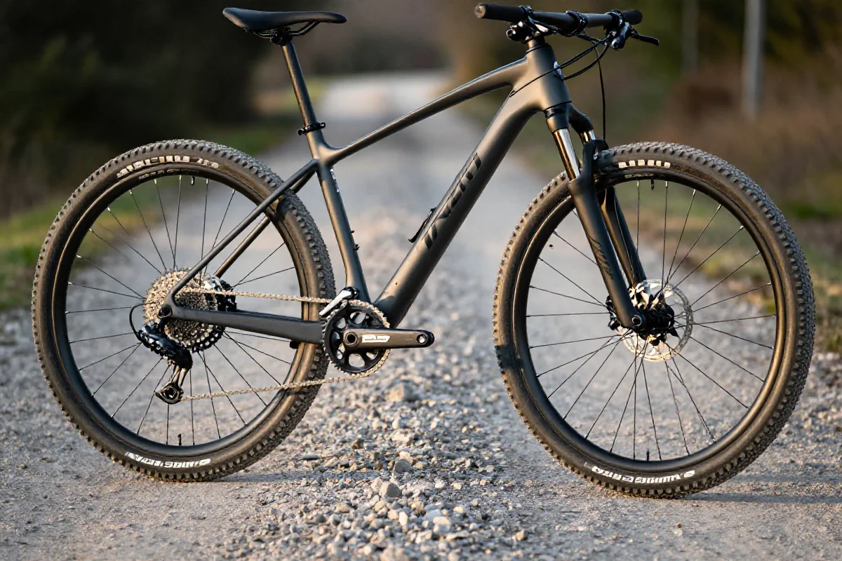 Rower all-road endurance na szutrowej ścieżce, z szerokimi oponami i lekką ramą.