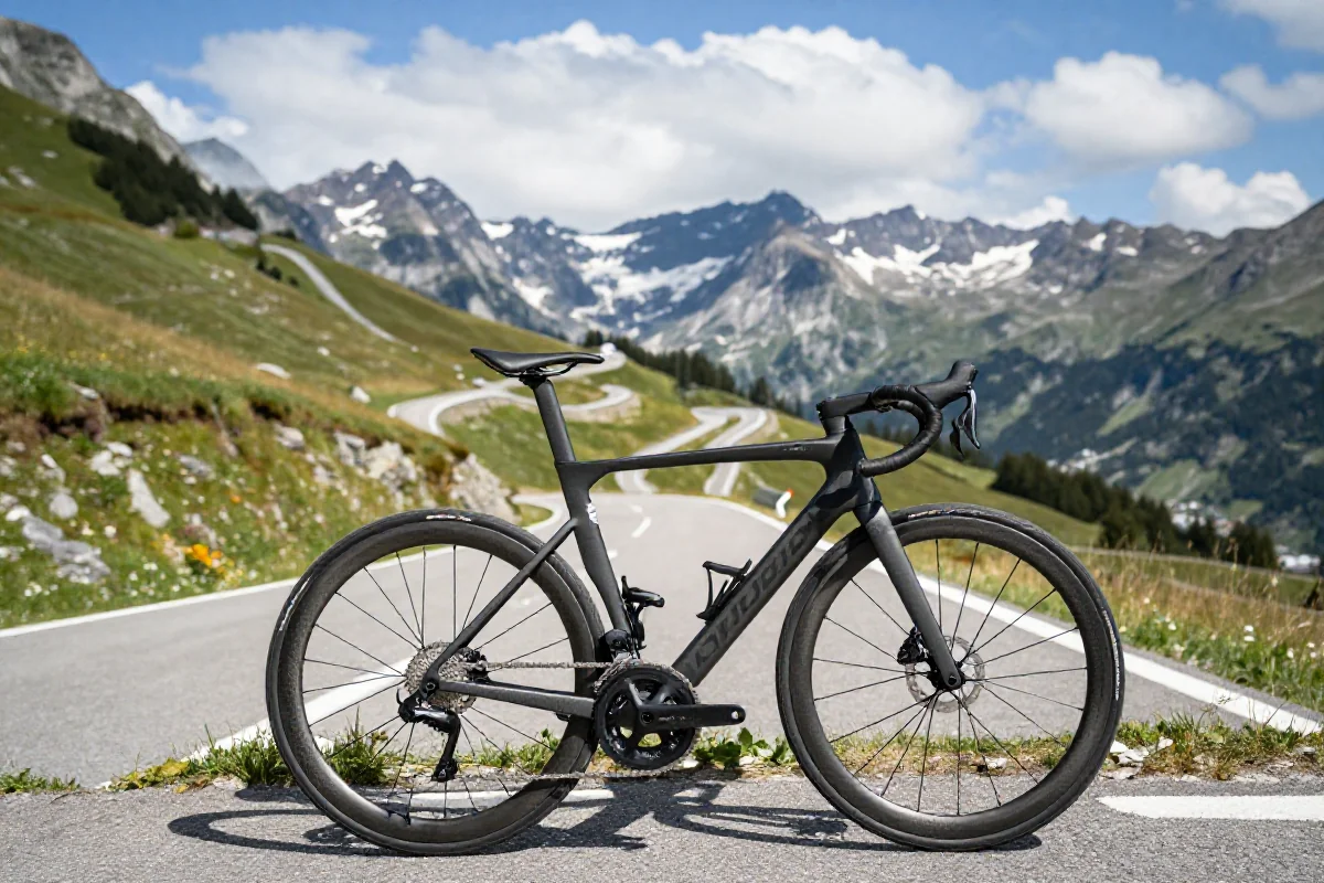 Lekkie rowery szosowe na Alpe d'Huez, idealne do wspinaczki na legendarny podjazd.