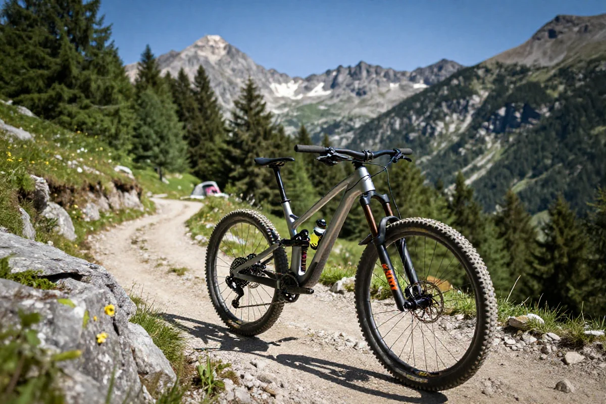 Rower górski na szlaku w Alpach zachodnich, idealny do MTB.