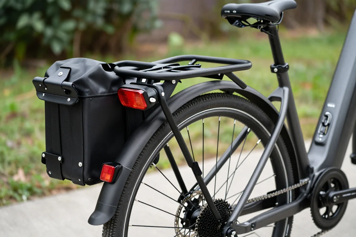 Tylny bagażnik rowerowy na elektrycznym rowerze, doskonałe systemy montażowe