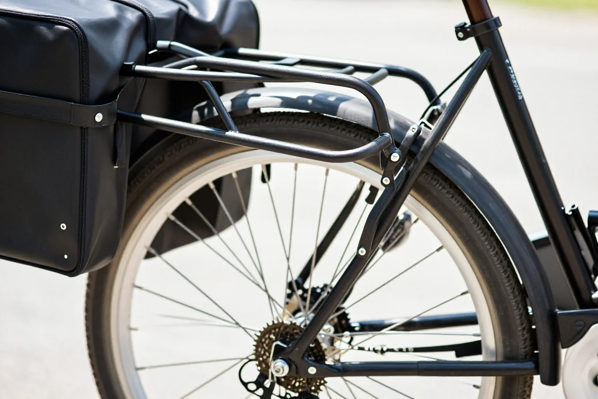 Bagażnik przedni lowrider na rowerze w naturalnym świetle.