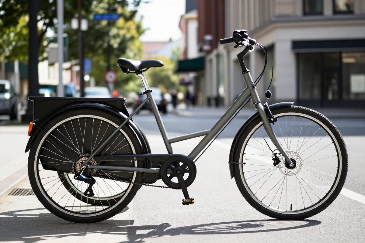 Dwu-kołowy bakfiets na ulicy, idealny rower transportowy dla rodzin.