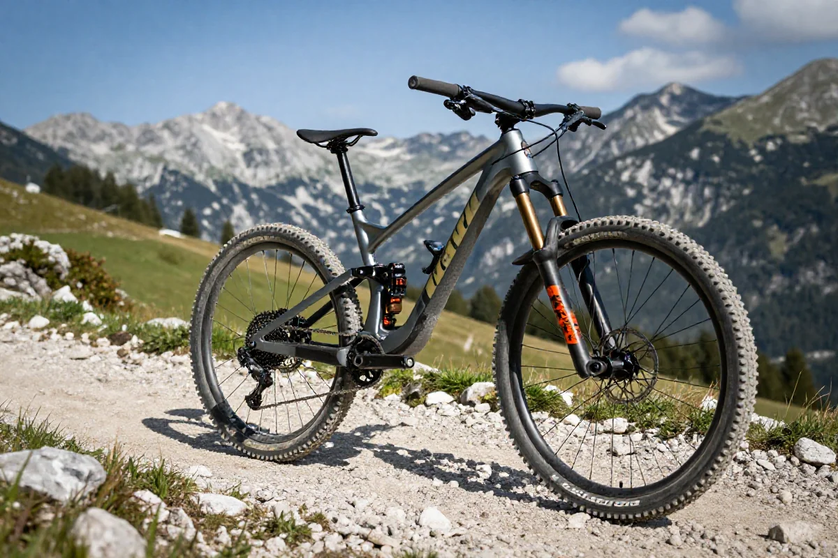 Rower górski na szlaku w Słowenii, idealny do MTB.