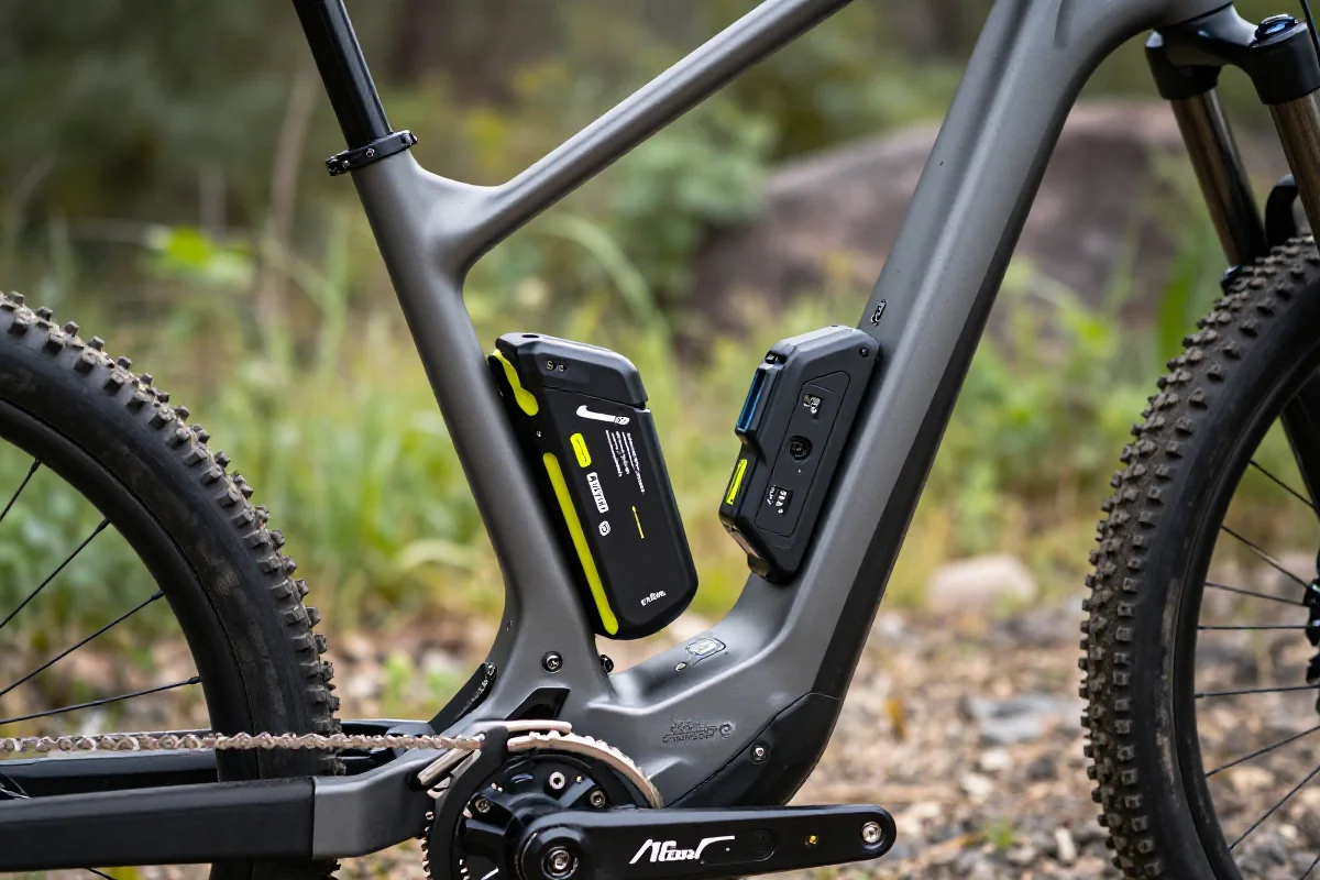 Bateria e-MTB w górach, obrazek prezentujący nowoczesne technologie rowerowe