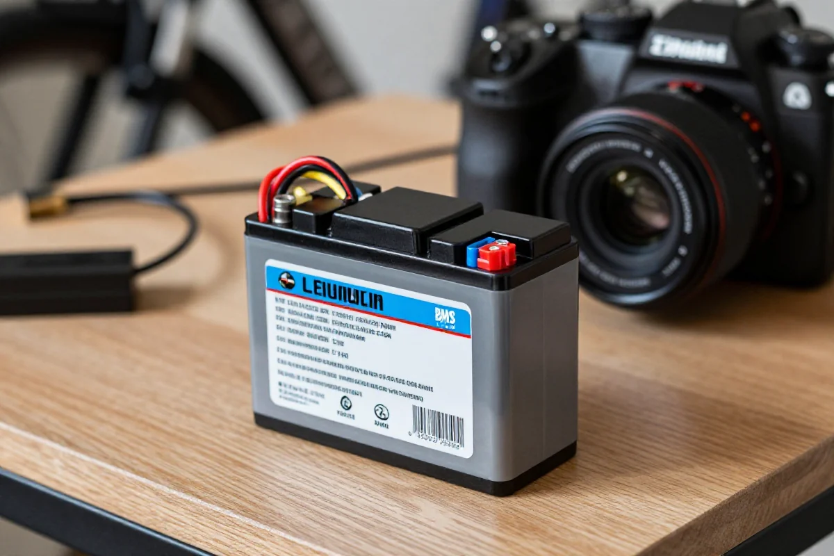 Wysokiej jakości bateria litowo-jonowa do roweru elektrycznego na stole warsztatowym.