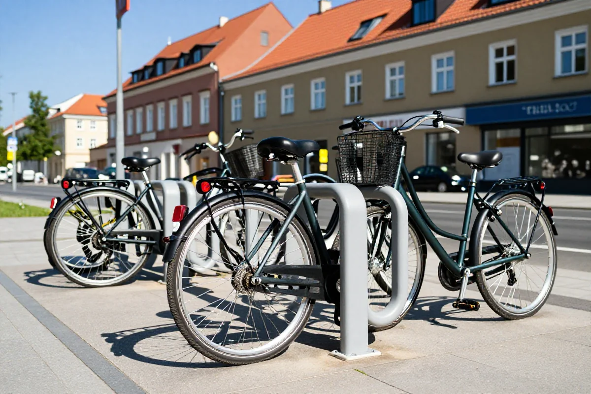Bezpieczne miejsca parkowania rowerów we Wrocławiu z nowoczesnymi stojakami.