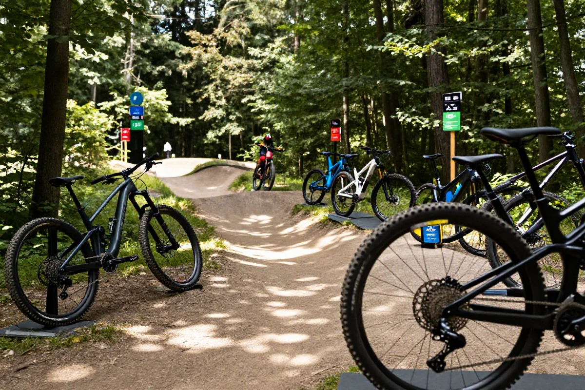 Rowerowy park w Polsce z różnymi trasami MTB i rowerami górskimi