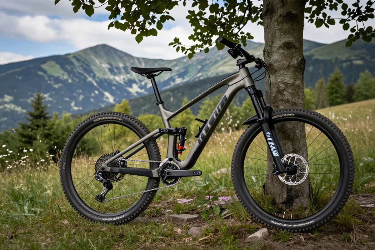 Górski rower w Bikeparku Białka Tatrzańska w otoczeniu Tatr.