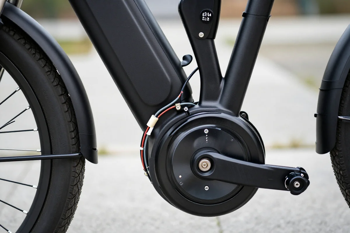 Szczegółowy obraz układu napędowego roweru elektrycznego z błędem E010.