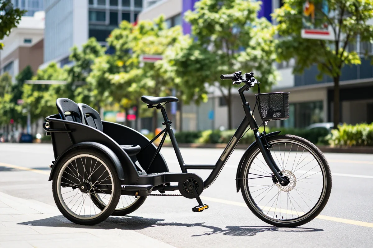 Rower cargo longtail w miejskim otoczeniu, idealny do transportu dzieci.