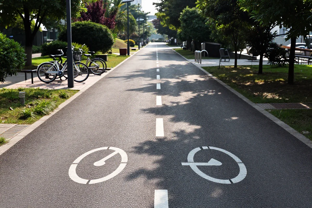 Bezpieczna ścieżka rowerowa w mieście, idealna do codziennego dojazdu do pracy.