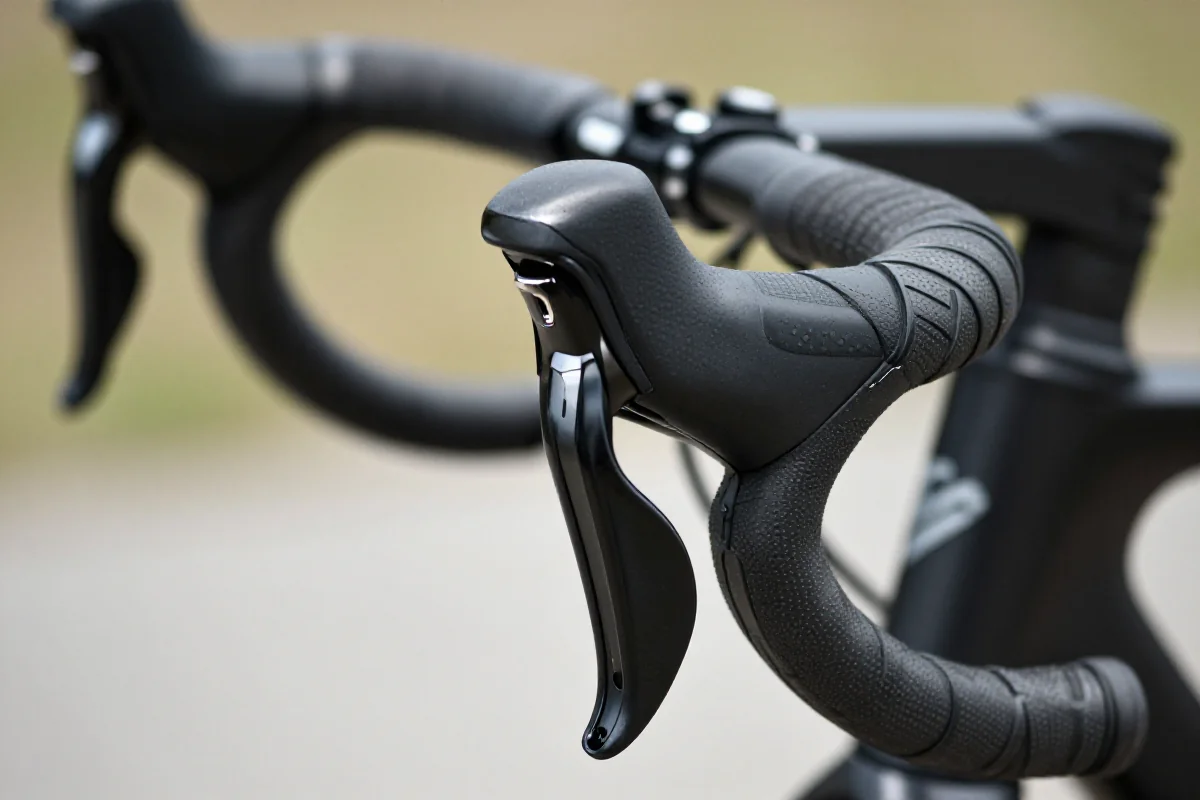 Ergonomiczne chwyty rowerowe na kierownicy, poprawiające komfort jazdy.