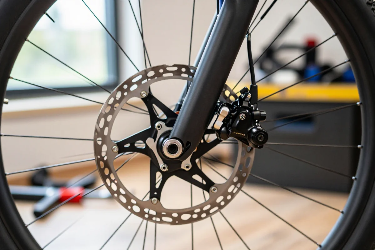 Hydrauliczne hamulce MTB w warsztacie, detale układu hamulcowego.