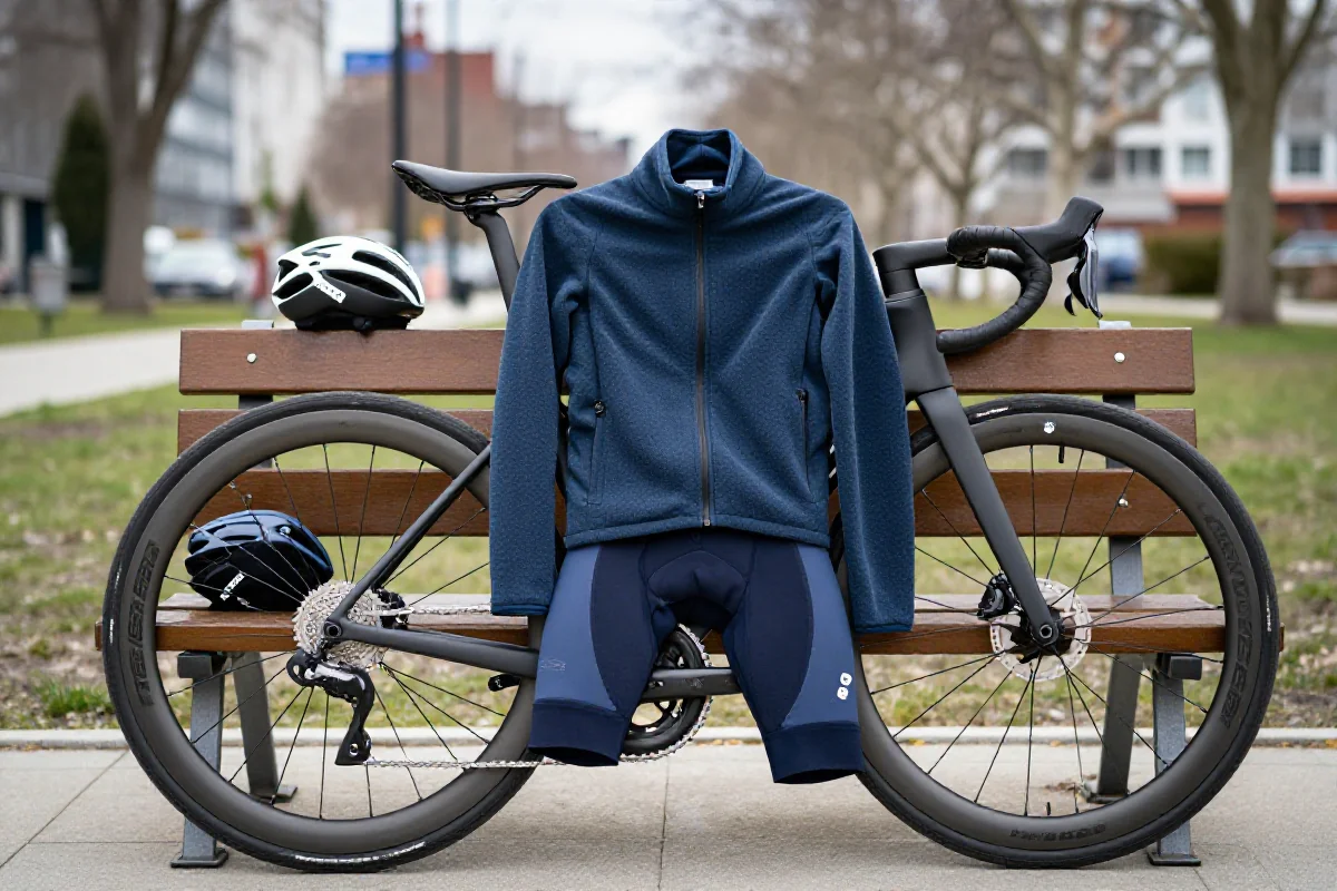 Warstwowy strój rowerowy na 2 stopnie w miejskim otoczeniu