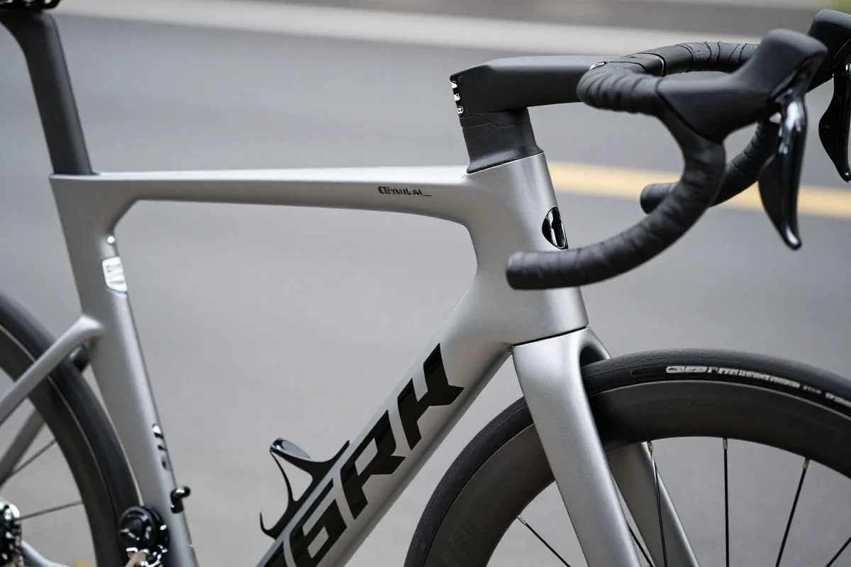 Nowoczesna rama roweru szosowego endurance z systemem tłumienia drgań.