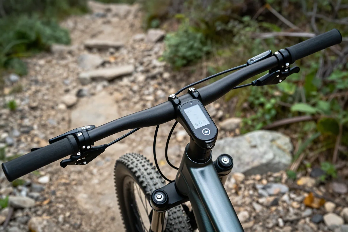 Nowoczesny rower górski z cyfrowym wyświetlaczem i czujnikami Bluetooth