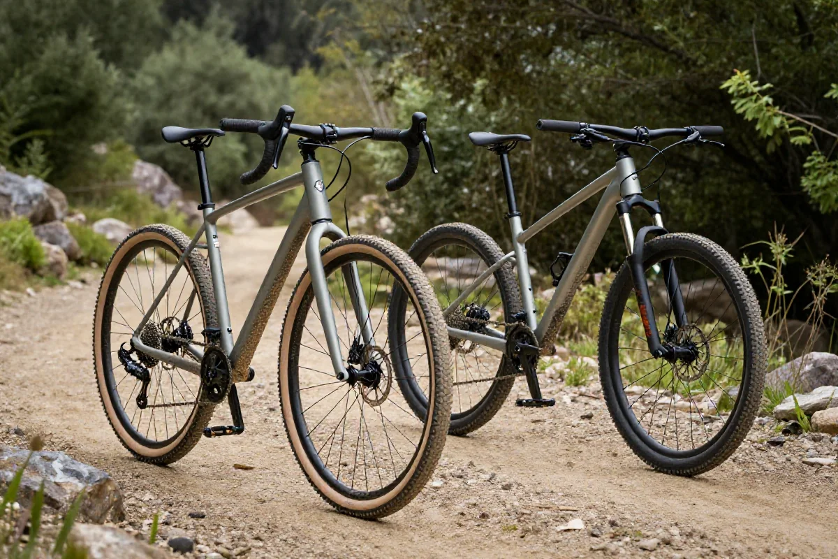 Rower cyclocross i rower górski na szlaku leśnym, różnice w sprzęcie MTB.