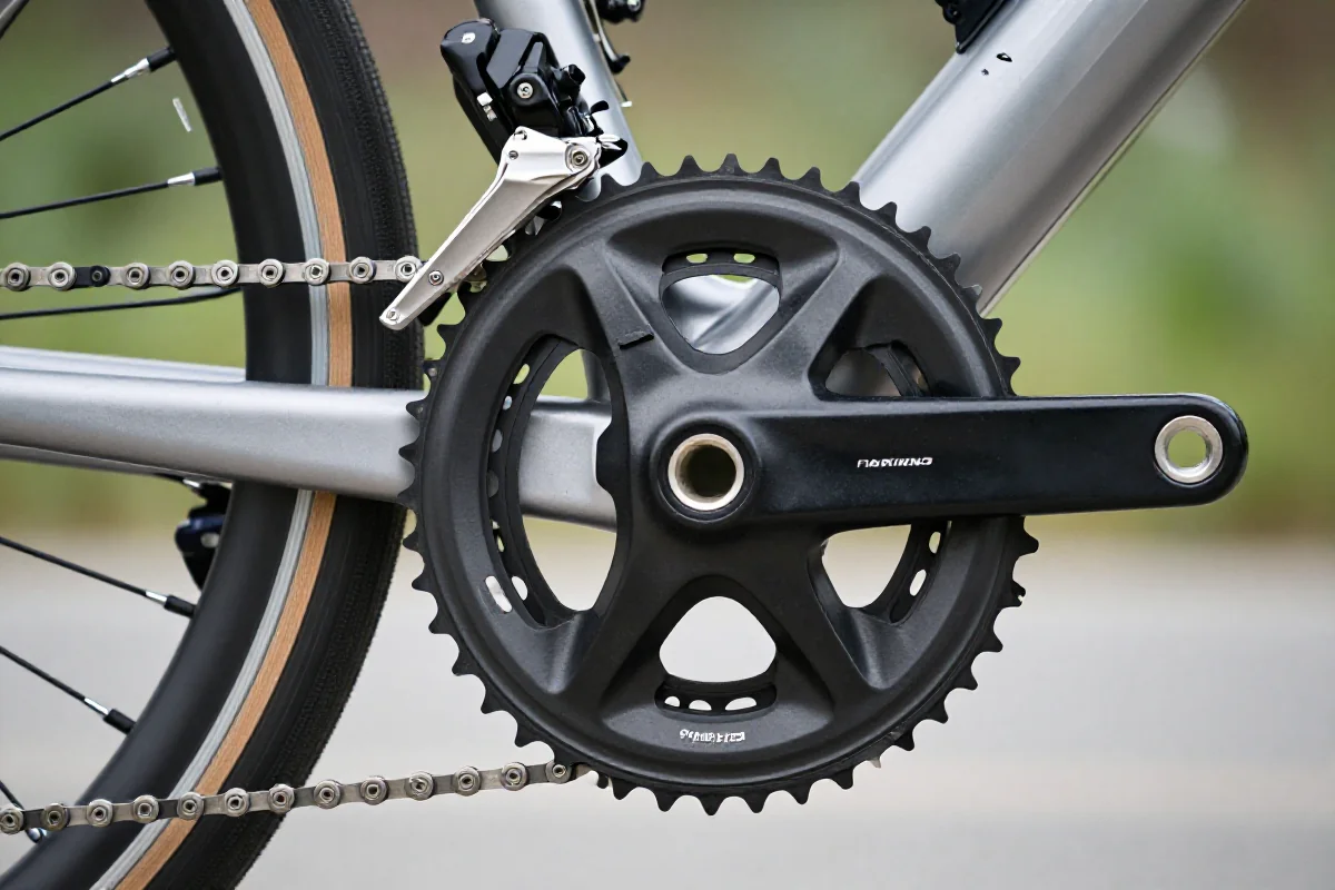 Czujnik kadencji na korbie roweru elektrycznego, szczegóły komponentów i magnesów.