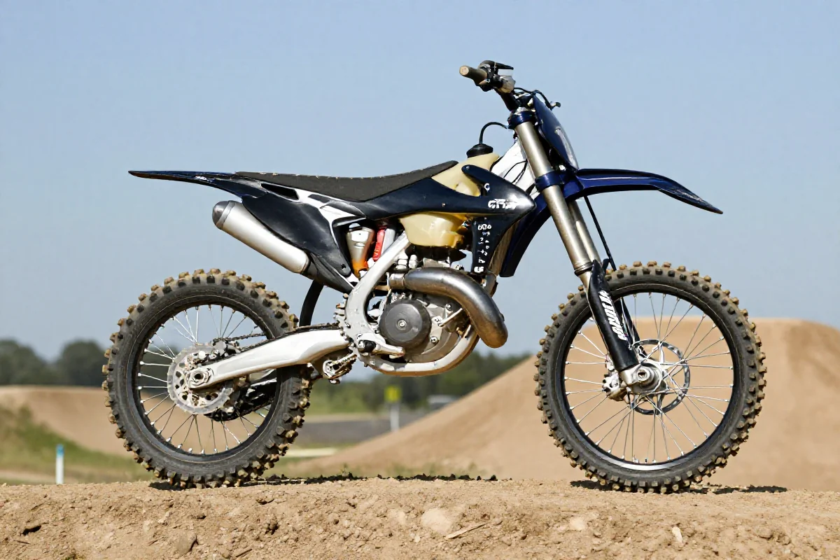 Rower dirt jump na rampie w terenie, podkreślający wytrzymałość i geometrię.