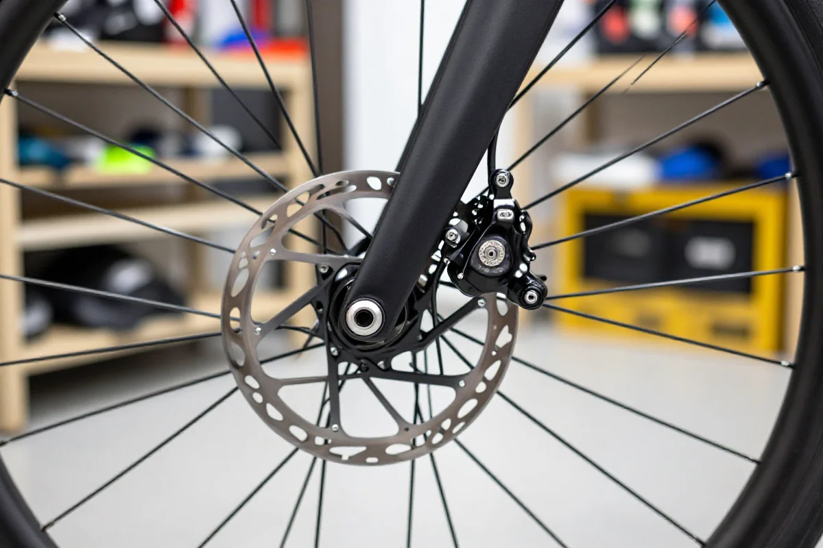 Detale tylnego hamulca hydraulicznego w rowerze szosowym