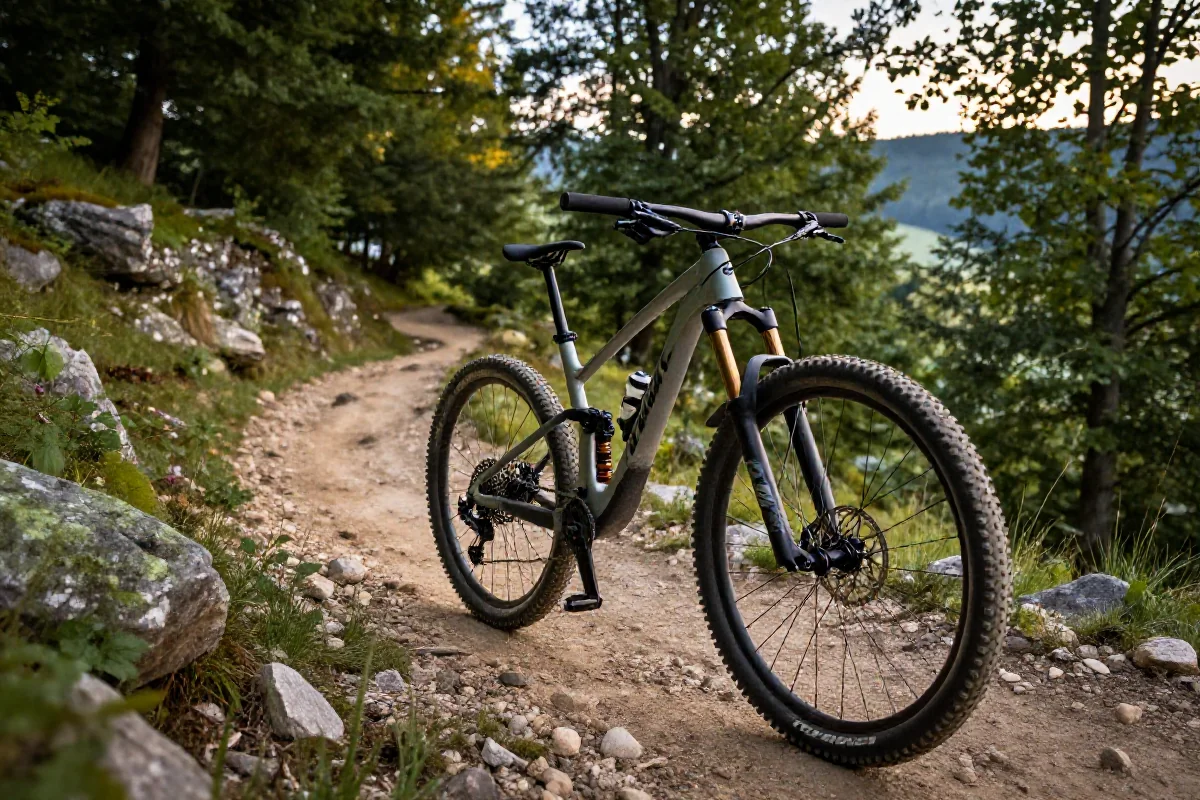 Rower górski na szlaku singletrack w Kotlinie Kłodzkiej