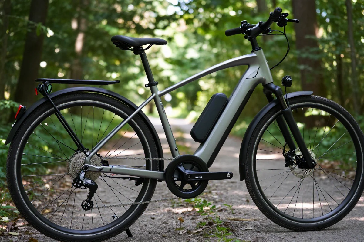 Nowoczesny rower elektryczny na leśnym szlaku w Polsce