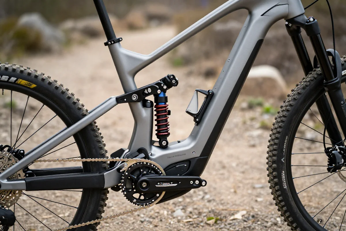 Nowoczesny elektryczny rower górski z zaawansowanym systemem napędu.