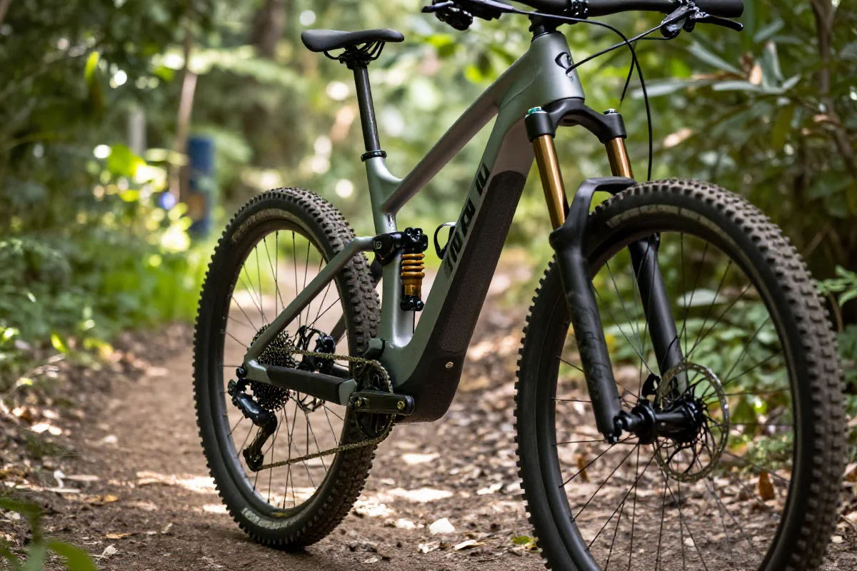 Elektryczny rower górski e-Trail na leśnym szlaku