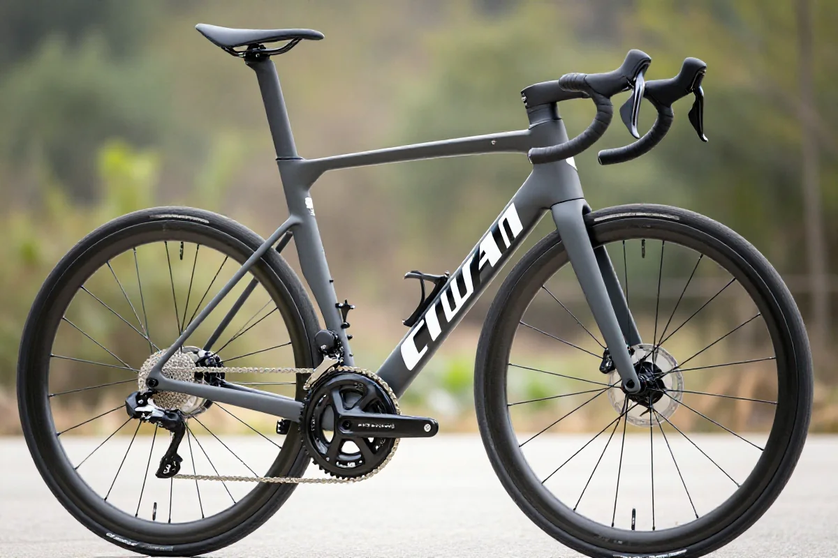 Wysokiej jakości zdjęcie ramy roweru szosowego z geometrią endurance.