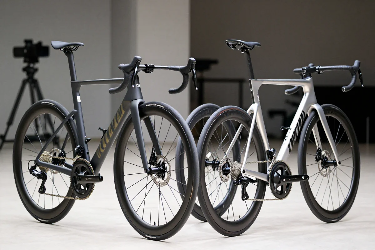 Rower endurance i wyścigowy w profesjonalnej sesji zdjęciowej, różnice w konstrukcji.