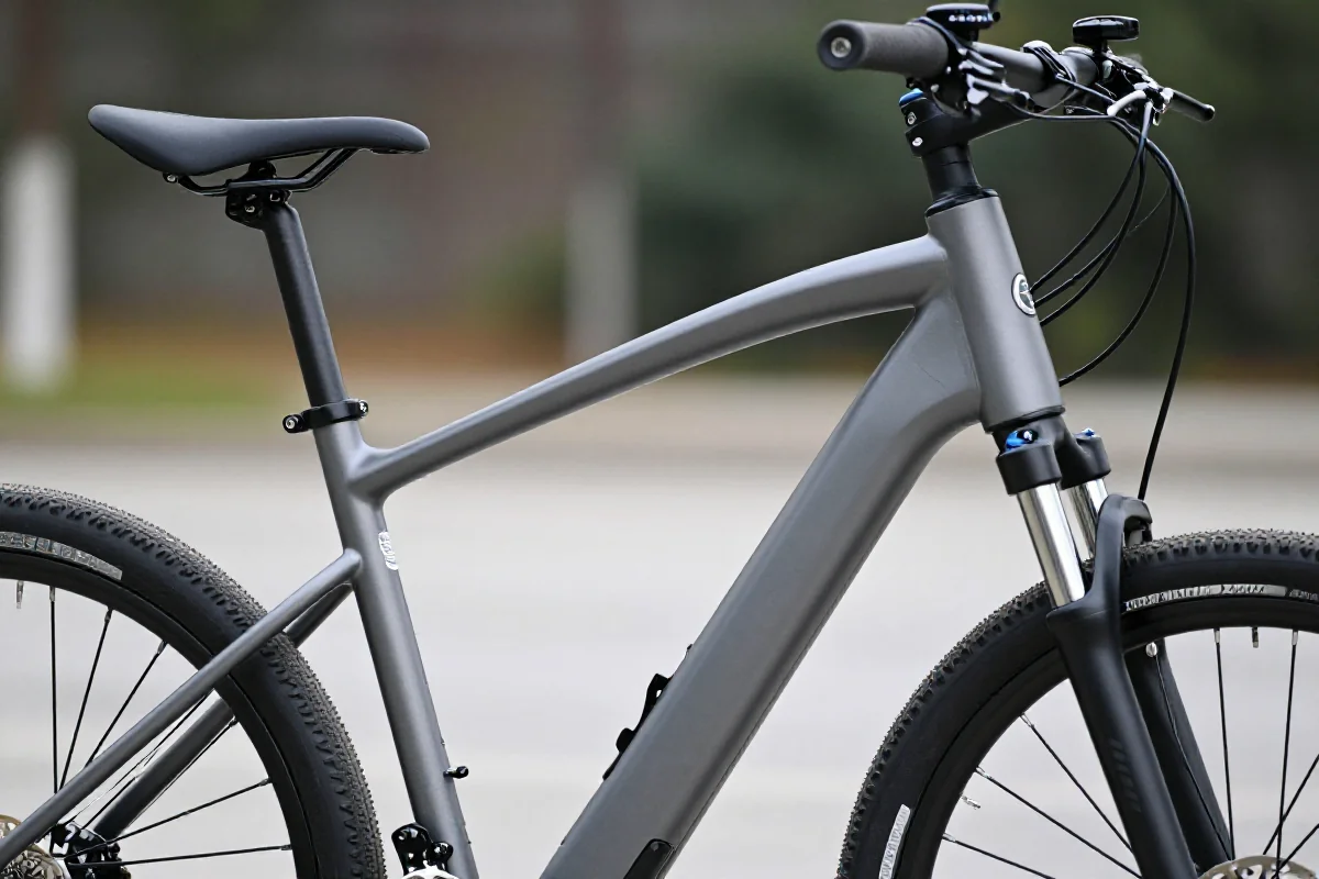 Ergonomiczny rower elektryczny z niskim przekrokiem i wygodnym ustawieniem siodełka.