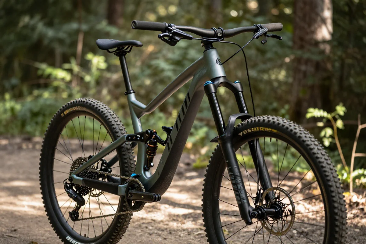 Rama roweru górskiego z widocznym kątem główki, idealna do jazdy trailowej.