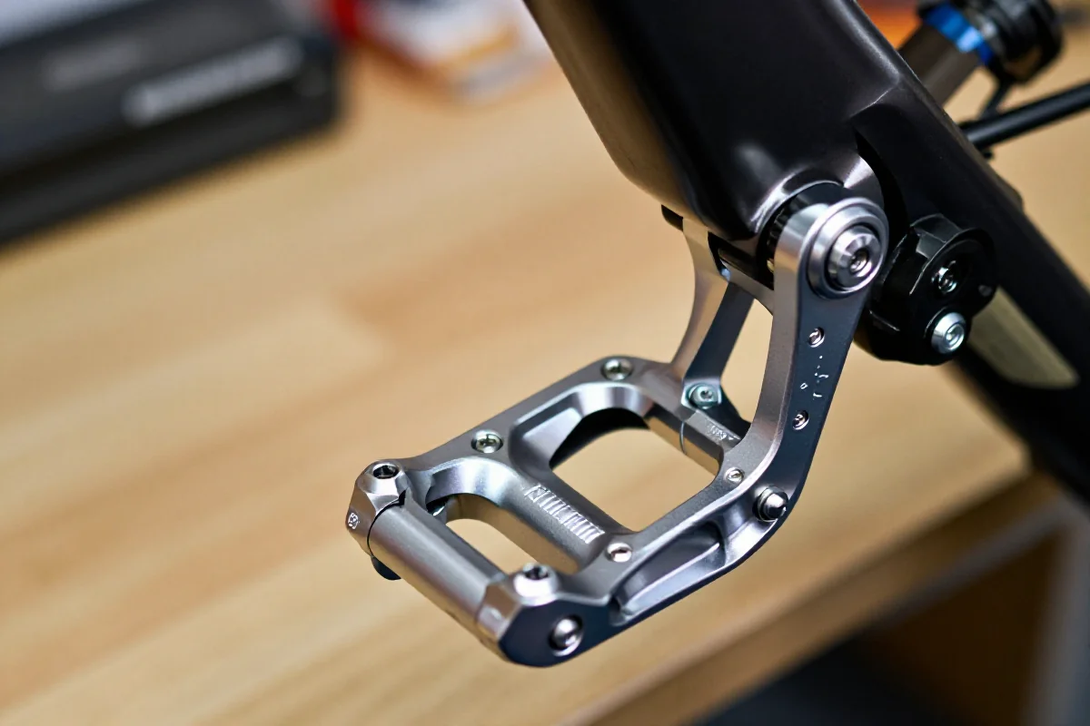 Detale systemu pedałów zatrzaskowych z regulowanym pozycjonowaniem cleats.