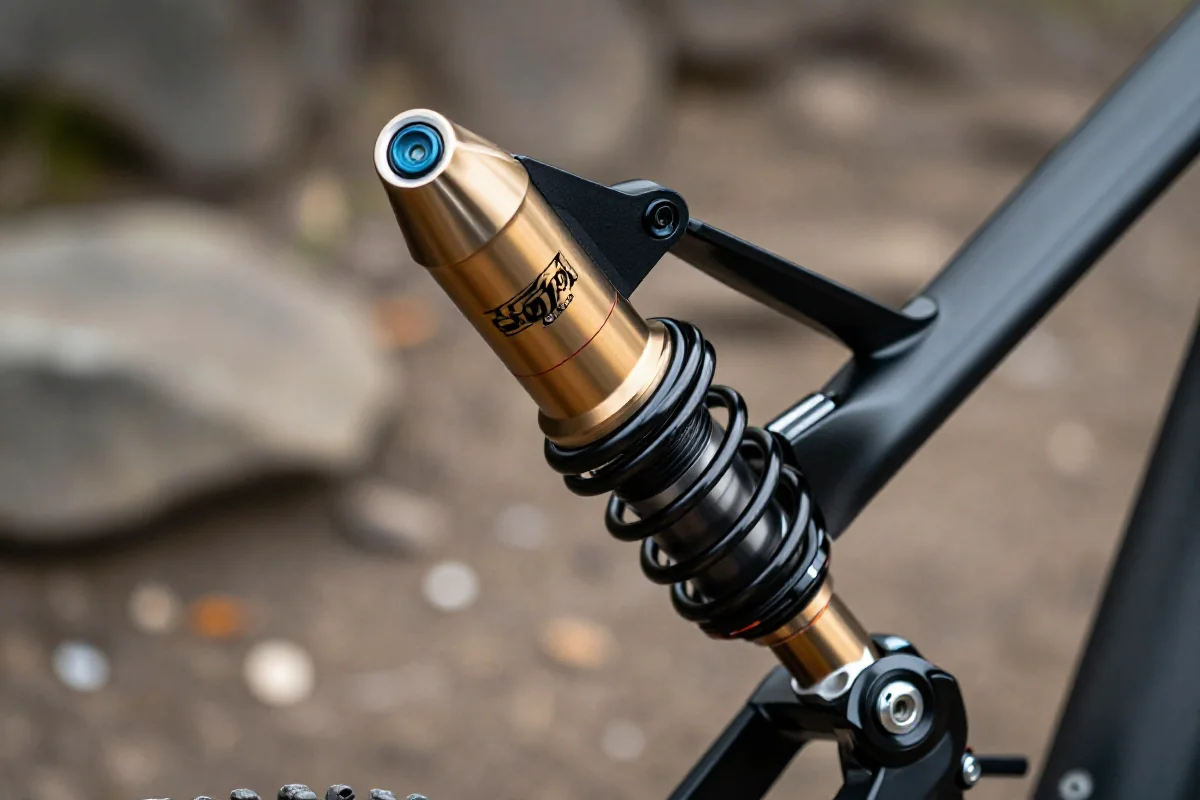 Zaawansowany amortyzator powietrzny do rowerów górskich z regulacją tłumienia.