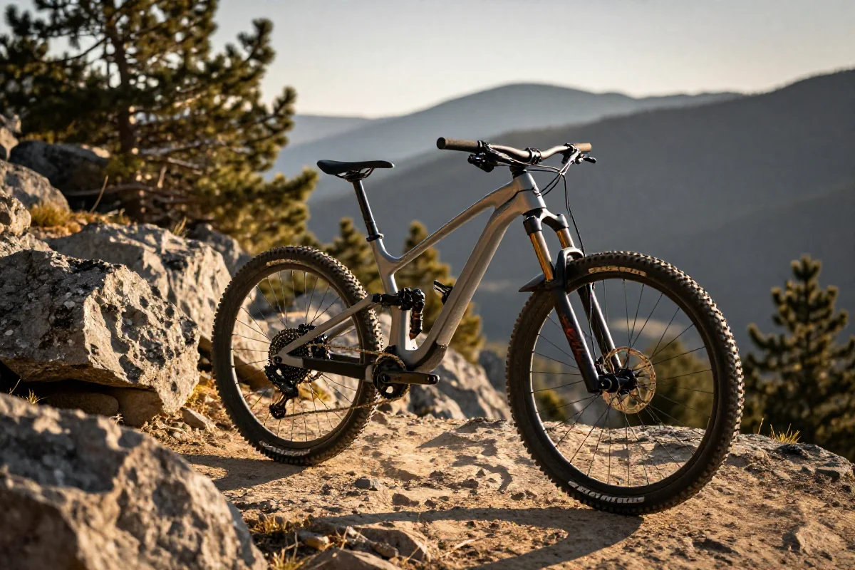 Rower górski na ruggedowym terenie, ukazując naturalne cechy freeride MTB.