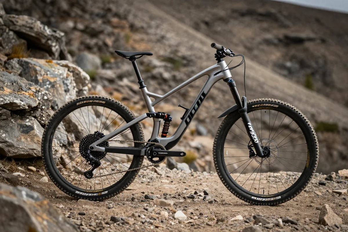 Rower górski freeride na skalistej trasie, idealny do jazdy w terenie.