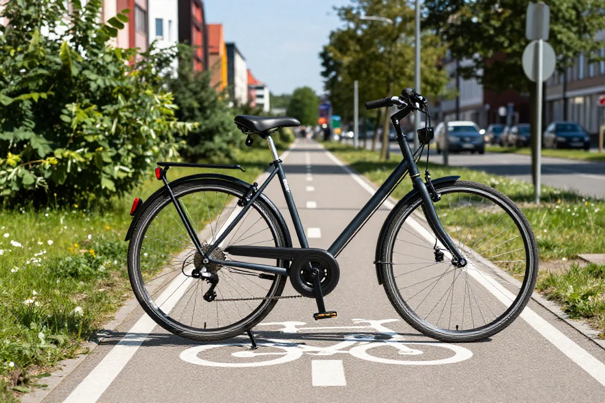 Rower miejski na ścieżce rowerowej we Wrocławiu, idealny do jazdy po mieście.