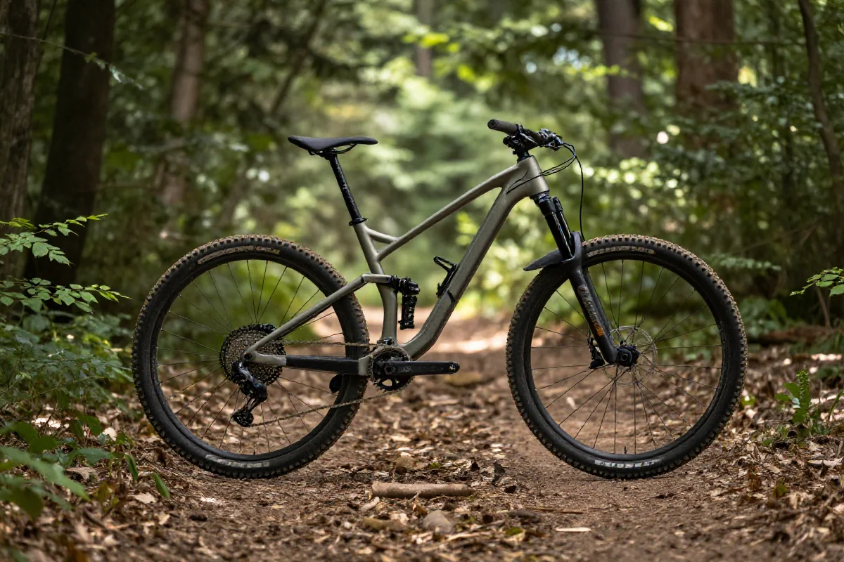 Rower górski na leśnej trasie w Polsce, idealny do jazdy MTB.