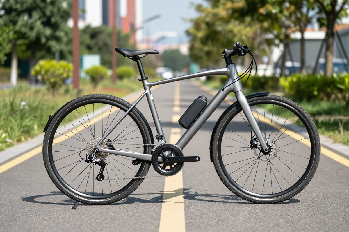 Nowoczesny rower elektryczny na ścieżce rowerowej w mieście.