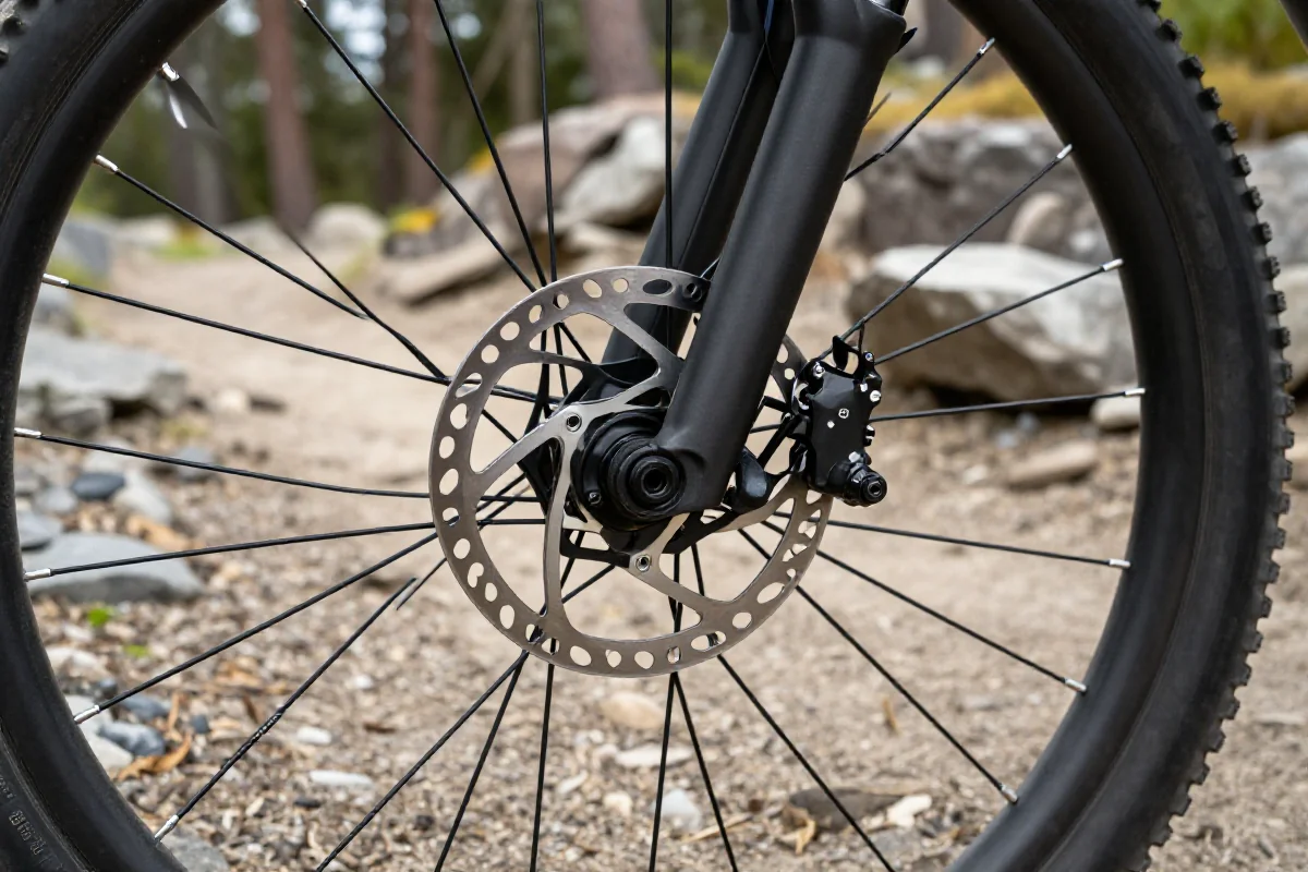 System hamulcowy roweru górskiego z hydraulicznymi hamulcami tarczowymi