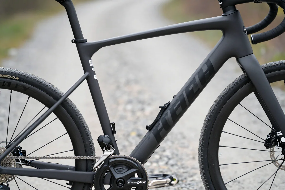 Rama roweru all-road na szutrowej drodze, podkreślająca geometrię i wszechstronność.