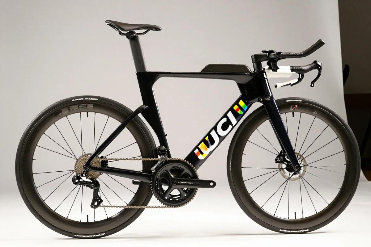 Rower czasowy UCI z aerodynamiczną geometrią i precyzyjnymi komponentami.