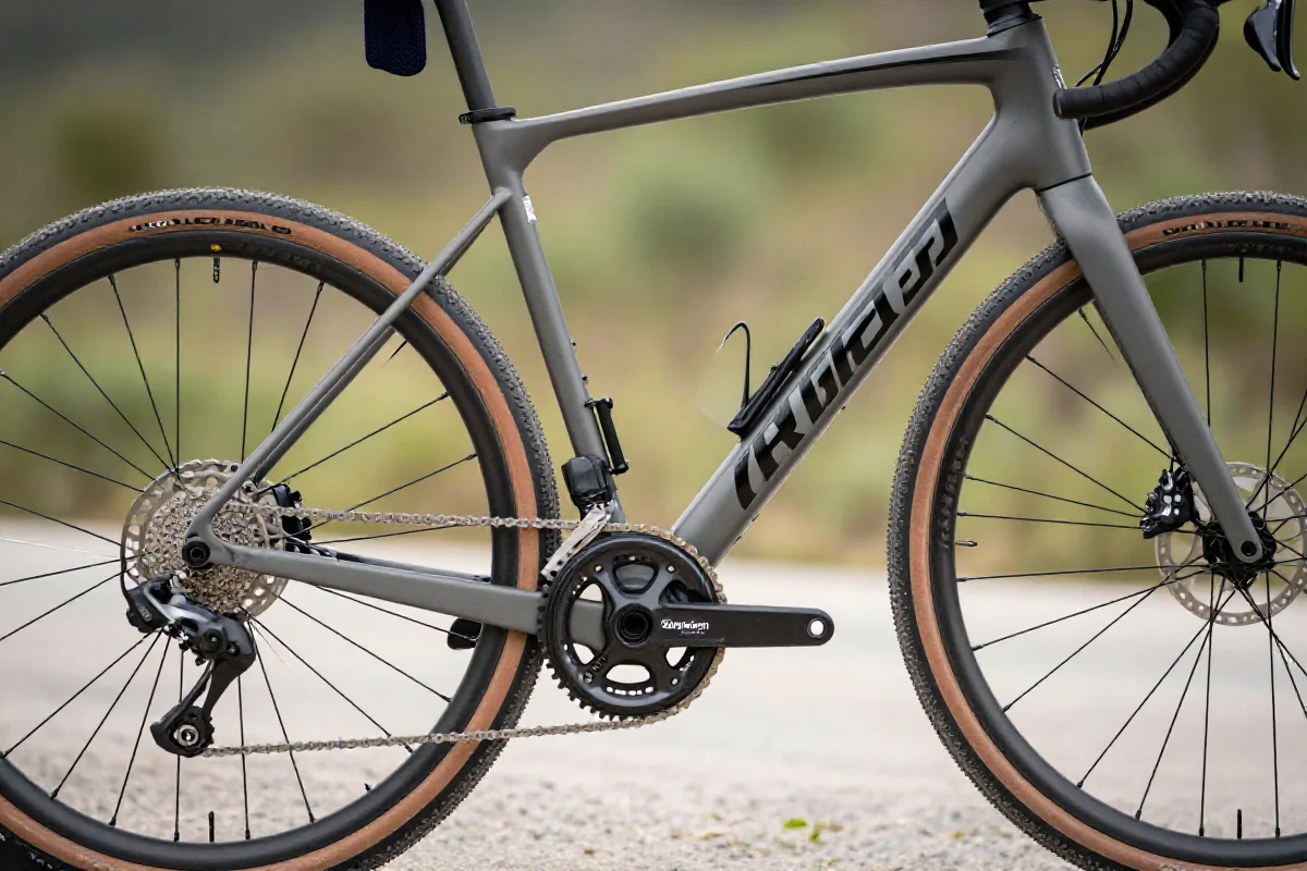 Rower gravel z wydłużonym chainstay, idealny do bikepackingu i stabilności z bagażem.