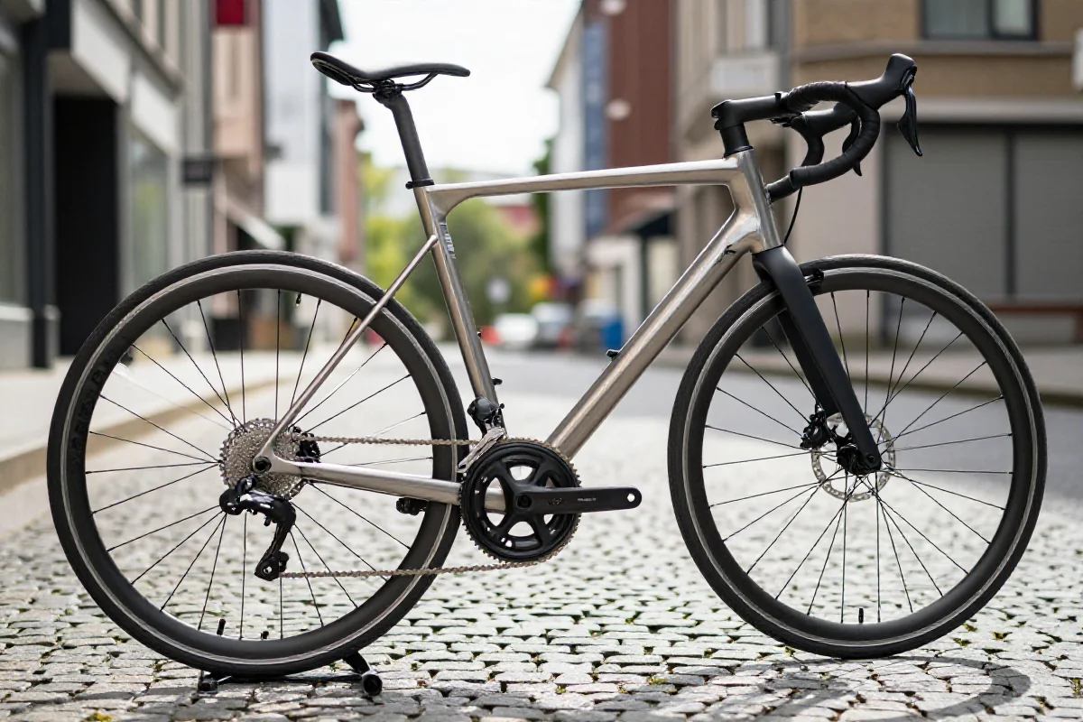 Nowoczesny rower miejski z aluminiową ramą i kołami 700c w miejskim otoczeniu.