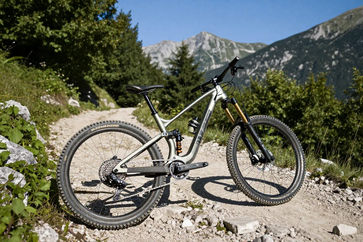 Rower górski na szlaku w Gorcach, idealny do MTB.