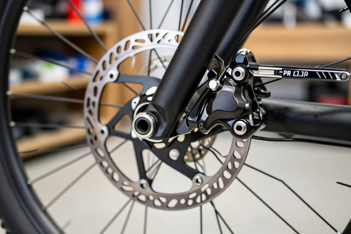 Blokada mechaniczna MTB z dźwignią, linką i zaciskiem, szczegóły technologiczne